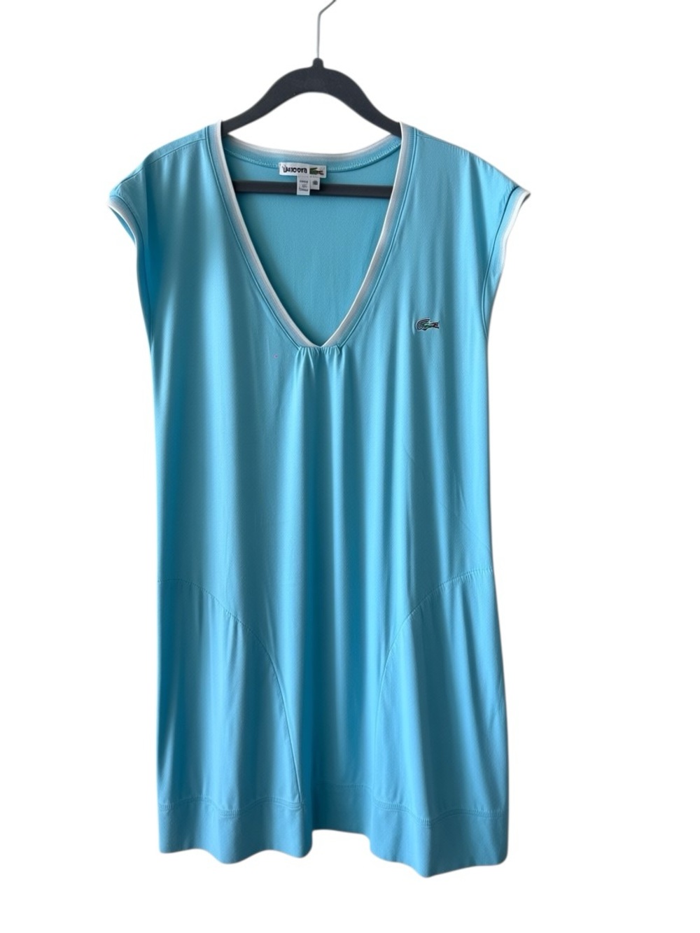 Lacoste Light Blue Mini Dress with White Trim. Size 38/ M